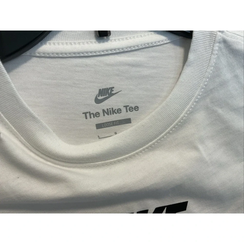 Nike Women's ESSENTIAL CROPPED LOGO Swoosh T-SHIRT Top WHITE L BV6175 100 NEW‎